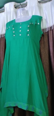 Poonam Fashion Women Solid Anarkali Kurta(Green)