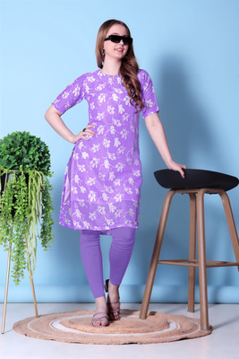 DMSKurti Women Printed A-line Kurta(Purple)