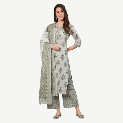 HouseOfCommon Women Patchwork Straight Kurta(Grey)