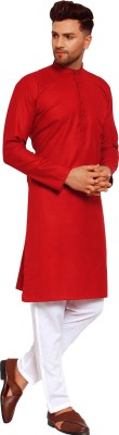 Vibhuti Men Solid Straight Kurta(Red)