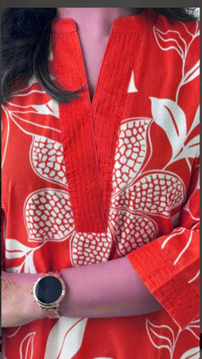 RadhaRaniTex Women Floral Print, Printed A-line Kurta(Red)