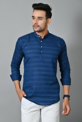 Ekaksha Collection Men Self Design, Solid Straight Kurta(Blue)