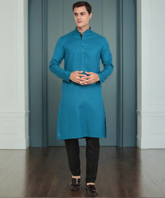 StyleVault Men Solid A-line Kurta(Blue)