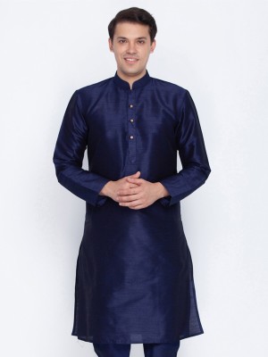 VASTRAMAY Men Solid Straight Kurta(Dark Blue)