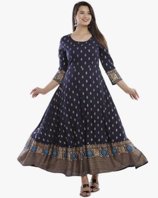 SUNIL Women Printed Anarkali Kurta(Blue)