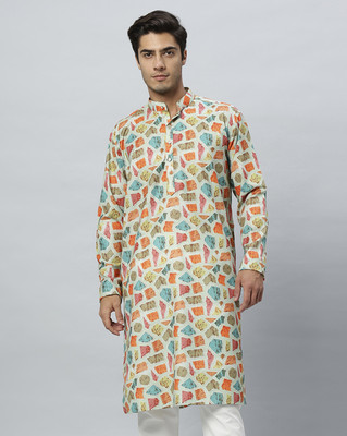 GlobalRang Men Abstract, Printed Straight Kurta(Multicolor)
