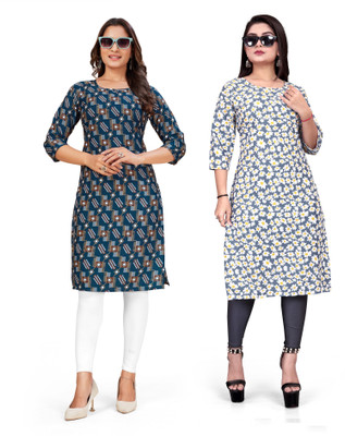 deshmi fashion Women Printed Straight Kurta(Multicolor)