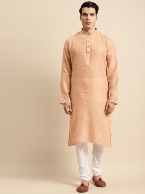 Rajubhai Hargovindas Men Solid Straight Kurta(Beige)