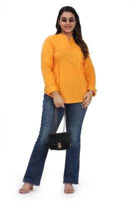 Kalakaari Women Solid Cape Top Kurta(Yellow)