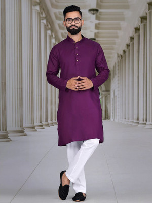 Moda Rapido Men Solid A-line Kurta(Purple)