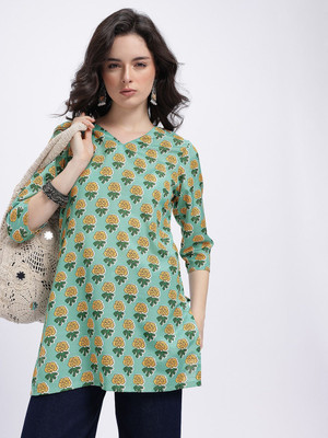 Anouk Rustic Women Printed Straight Kurta(Green)