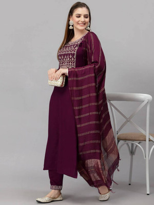 parth Women Embroidered A-line Kurta(Maroon)