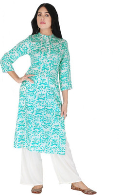 HouseOfCommon Women Self Design Straight Kurta(Light Blue)