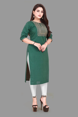Jayshree Fab Women Embroidered A-line Kurta(Green)
