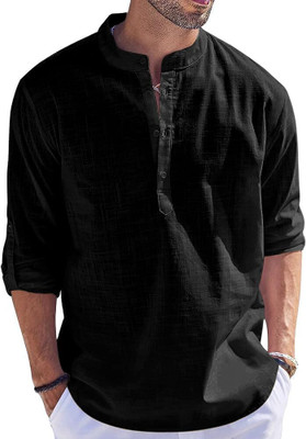 Edinwolf Men Solid A-line Kurta(Black)