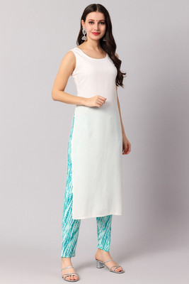 STYLE GRID Women Solid A-line Kurta(White)