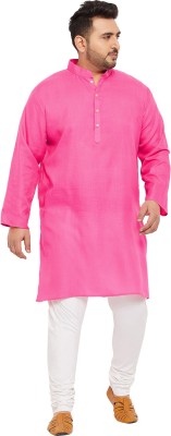 bigbanana Men Solid Straight Kurta(Pink)