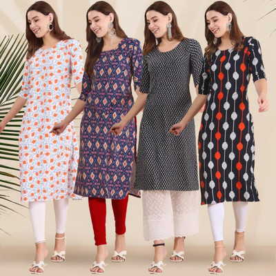 1 Stop Fashion Women Printed Straight Kurta(Multicolor)