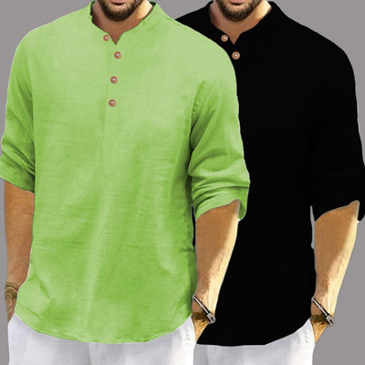 DaReal Men Solid Straight Kurta(Green)