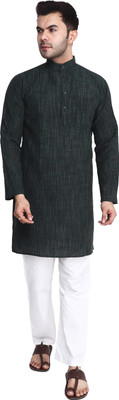 Aaryavar Men Self Design Straight Kurta(Dark Green)