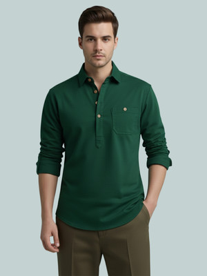 Vida Loca Men Solid A-line Kurta(Grey)