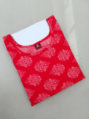 RD Collection Women Printed Straight Kurta(Red)