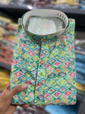 PINK WISH Men Printed Straight Kurta(Multicolor)