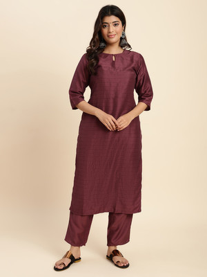 RP Enterprises Women Self Design Straight Kurta(Maroon)