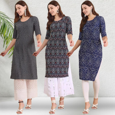 EthnicBasket Women Printed Straight Kurta(Multicolor)