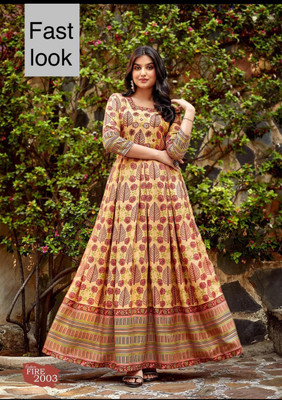 fastal look Women Printed Anarkali Kurta(Red)