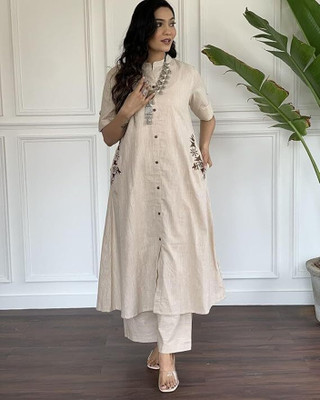 Nivaasa Home Store Women Solid A-line Kurta(Grey)