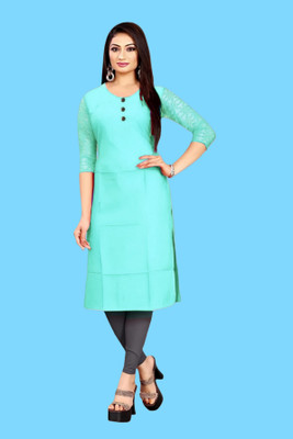 Coft Women Solid Straight Kurta(Blue)