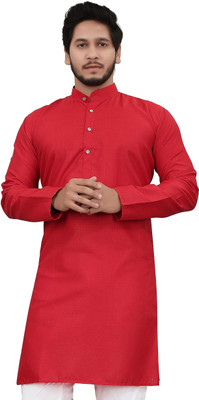 ALMORA Men Solid A-line Kurta(Red)