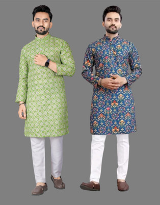 DHASU TRENDZ Men Printed Straight Kurta(Multicolor)