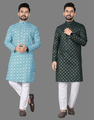 DHASU TRENDZ Men Printed Straight Kurta(Multicolor)