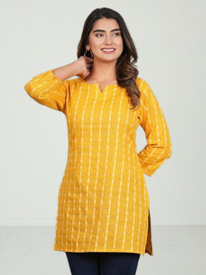 PRIMVO Women Printed Straight Kurta(Yellow)