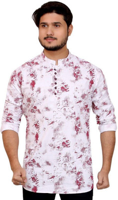 MADE IN THE SHADE Men Self Design Straight Kurta(Multicolor, White, Maroon)