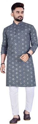 AKSHAT CREATION Men Embellished Straight Kurta(Grey)
