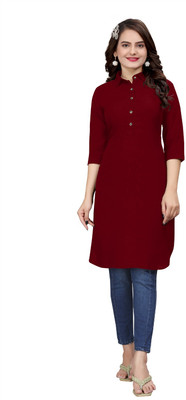 Raj creation Women Solid A-line Kurta(Maroon)
