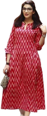 govind handloom Women Printed A-line Kurta(Red)
