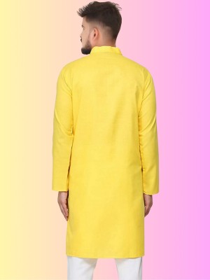 COCHICO ENTERPRISE Men Solid Straight Kurta(Yellow)