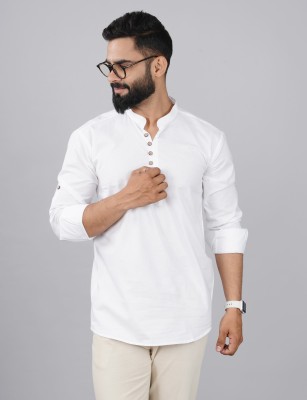 Tap in Men Solid Straight Kurta(White)