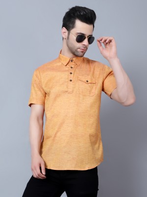 HERE&NOW Men Solid Straight Kurta(Yellow)