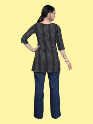 Rangrasiya Tex Women Striped Anarkali Kurta(Grey)