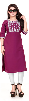 ANITA LYCRA Women Embroidered A-line Kurta(Purple)