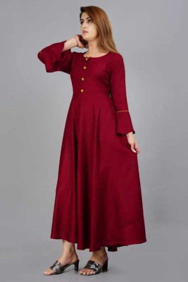 NUPITAL Women Solid Flared Kurta(Maroon)