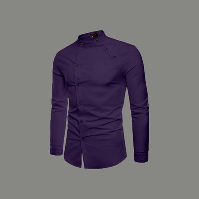 Qlonz Store Men Solid Straight Kurta(Purple)