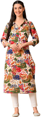 GIRBANA Women Floral Print Straight Kurta(Multicolor)