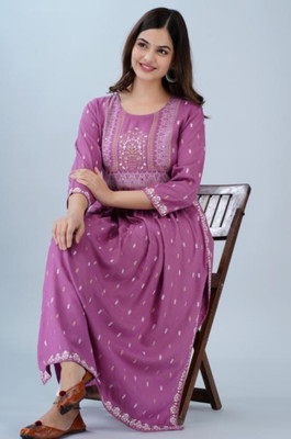 AKSHA CREATION STORE Women Printed Anarkali Kurta(Pink)