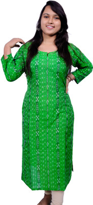 GHL Women Ikat A-line Kurta(Light Green)